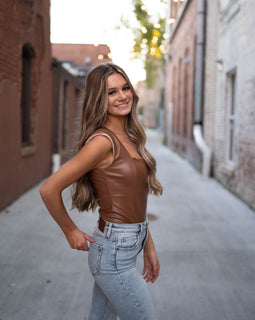 Faux Leather Bodysuit