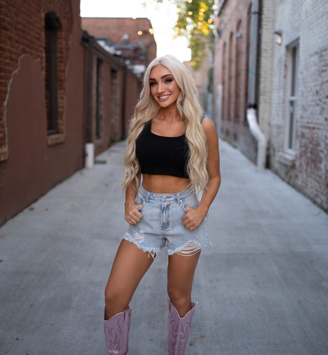 Distressed Denim Shorts